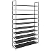SONGMICS 10 Tiers Shoe Rack 50 Pairs Non-woven Fabric Shoe Tower Organizer Cabinet 39.4 x 11.1 x 68.9 Inches Black ULSH11H primary