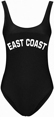 HanDanGe Womens Letter Print Backless High Cut One Piece Swimsuit Bathing Suits Swimwear For Women Black-E-XL