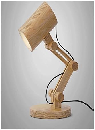 DMMSS Bedside Lamp Lighting Wooden Cartoon Retro Bar Oak Small Lamp Led Lamp-Swing Arm Desk Lamp , A