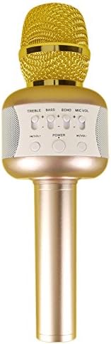 Karaoke Portable Systems Wireless Microphone Karaoke, Aluminum Alloy Bluetooth Handheld Microphones, Stage Stuidio Audio Equipment, Personal KTV for Apple iphone Cellphon Mac Book (Gold)