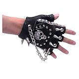 Minibee Fingerless Stud Metal Skull+chain Cycling Rock Gothic Punk Style Gloves