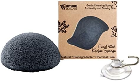 Facial Wash Konjac Sponge with Added Activated Bamboo Charcoal