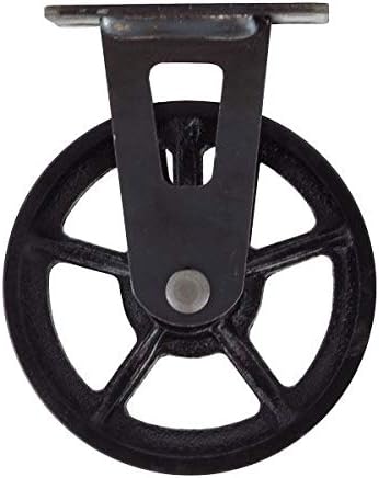 5" CC Vintage Rigid Caster - Plate Mount - Black Cast Iron Wheel