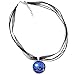 Laura Milnor Iverson Tuxedo Cat Handmade Art Pendant Japanese Magnolia Tree Blue Moon (Black Ribbon Necklace)