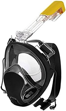 Full Face Free Breathing Snorkel Mask – 180 Degree View – Anti-fog – Anti-Leak – Built-In Tube and Action Camera Mount - Black
