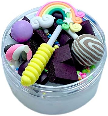 Fluffy Slime Surprise Rainbow Charms Clear Slime Beautiful Color Lollipop Slime Kids Relief Stress Toy DIY Toys for Kids and Adult Squishies Toy (100ml)