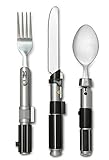 Star Wars 3 Lightsabers Flatware Set - Luke's Saber Hilt Fork, Yoda's Saber Hilt Spoon & Vader's Saber Hilt Knife