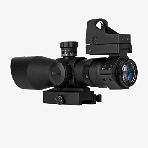 TRINITY FORCE 3-9x42 REDCON V2 (P4 SNIPER Reticle) Rifle Scope + Compact Backup AIming Red Dot Sight And Integral Mount Fits RUGER SR556 S&W M&P 15-22 Mossberg MMR 715t Springfield Armory Saint