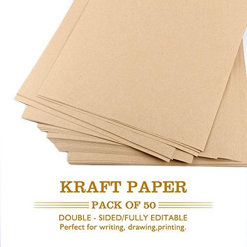 Kraft Paper - 50 Sheets 120 GSM Letter Sized Brown Stationery Paper for Arts, Crafts, and Office Use