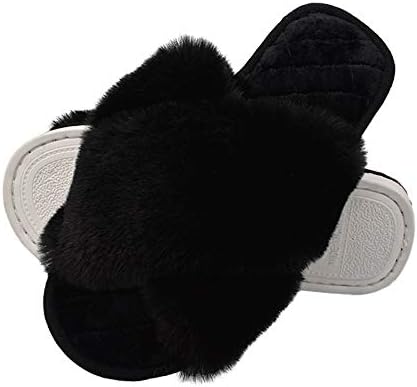 HUMIWA Women's Cross Band Slippers Soft Open Toe Furry Cozy Fur House  Slippers Memory Foam Sandals Slides Soft Anti-Slip on Home Slippers for  Girls Men Indoor Outdoor, Black, 6.5-7.5 Women/5.5-6.5 Men price