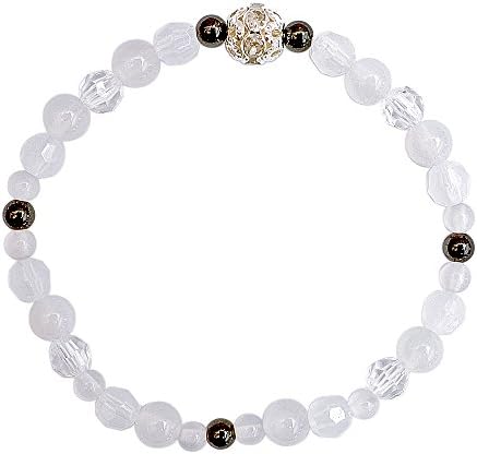 Energy birthstone bracelet for females - gemstone power - colorful beads - Japan design -Natural (October: Black Tourmaline - Black)