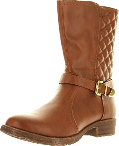 Cape Robin Womens Nowa01 Block Heel Quilted Back Shaft Side Zip Ankle Booties,Brown,10
