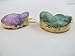 Agate Pendant Natural Druzy Agate with Gold Bezel One Hooks Set of 3 Mixed Shape Mixed Color
