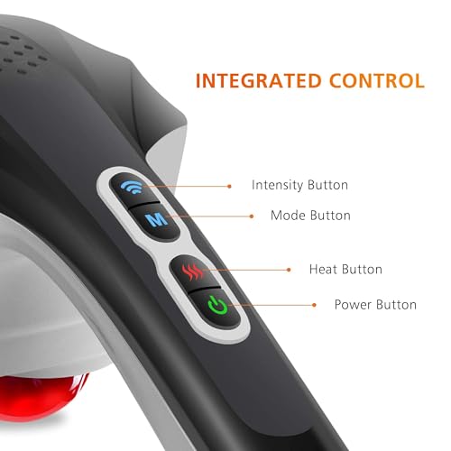 Snailax Cordless Handheld Back Massager with Heat,Deep Tissue Percussion Massager, 3 Sets of Dual Pivoting Heads,Rechargeable Hand Held Massager for Neck,Back Shoulder,Calf,Legs, Gifts for Women Men