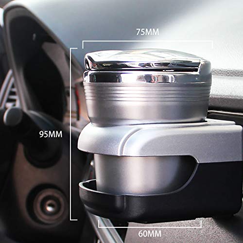 IUKUS Car Cigarette Ashtray, Stainless Auto Car Cigarette Ashtray with Lid and Blue LED Light Indicator Smokeless Vehicle Cigarette Ashtray Ash for Car Cup Holder,Home, Office - Thumbnail 4