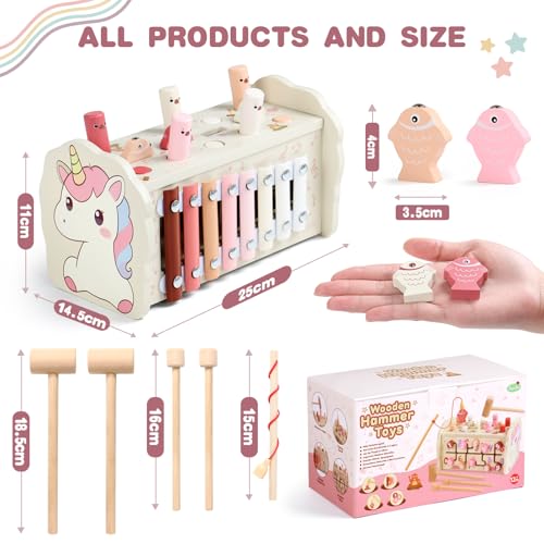 Juguetes Montessori 1 Años - Juguetes Niños Niñas 1 Año con Xilofono Bebé, Juego de Pesca, Juego de Martillos y Laberinto Numérico, Juguete Bebe 1 Año Regalo Bebe Niña Niño 1 Año Juegos Educativos
