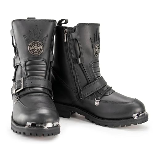 Milwaukee Leather MBM9076 Men’s Black Tactical Logger Leather Boots with Buckle…