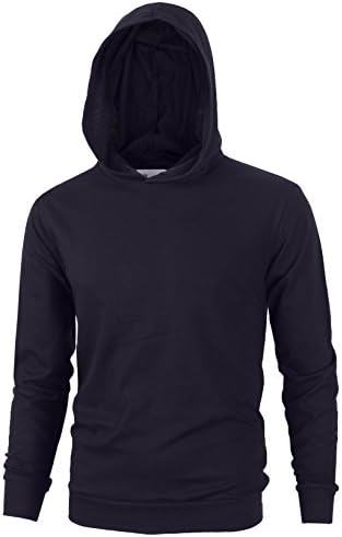 Align Apparel Mens Lightweight Cotton Pullover Long Sleeve Hoodie Sweatshirt(Small,Navy)