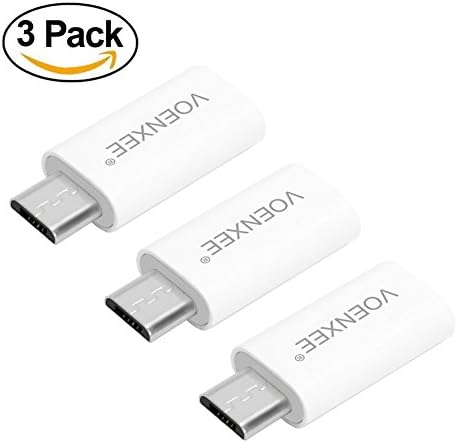 VOENXEE Type C to Micro USB Adapter, 3-Pack USB C Female to Micro USB Male Converter Charge Sync Connector For Android, Windows, Smartphones, Tablet, Samsung Galaxy S6 S7, MP3, PS4,GPS and More
