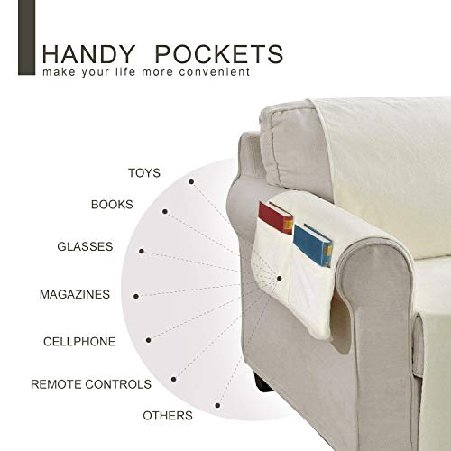 YEMYHOM Real Non-Slip Pet Dog Sofa Covers Protectors Water-Repellent Recliner Couch Slipcovers with Pockets (Sofa, Cream)
