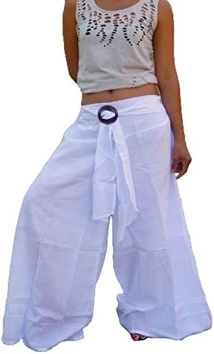 Palazzo Wide Leg Trousers Gypsy Hippie White