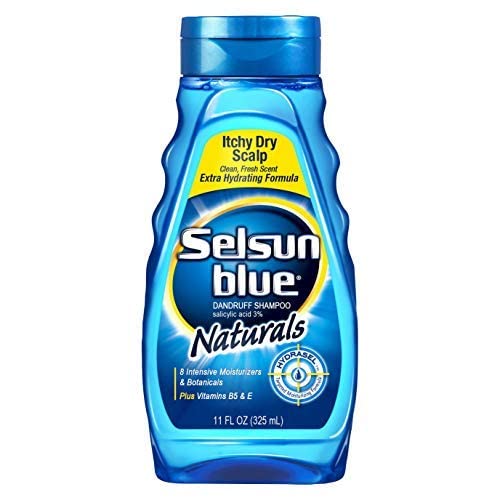 SELSUN BLUE NATURALS ITCHY DRY SCALP ANTI-DANDRUFF SHAMPOO, 11 FL. OZ., EXTRA-HYDRATING FORMULA PLUS VITAMINS B5 & E, SALICYLIC ACID 3%