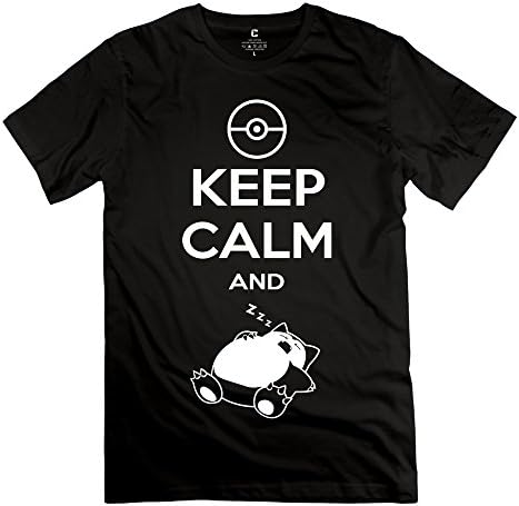 YMGG Men's Tee Keep Calm And Carry On Snorlax Sleep On Pokemon Size XL Black