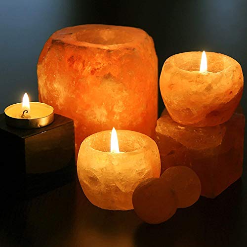 Himalayan Glow 3027 Natural Pink Salt Candle Holder - Thumbnail 7
