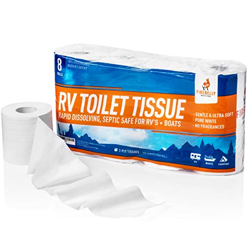 RV Toilet Paper, Septic Tank SafeMADE IN THE USA 8 Rolls,2Ply 500