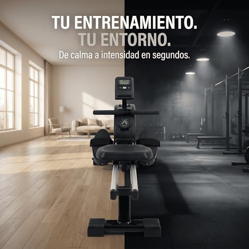 RESTSUKO Remadora Magnética Resistencia Ajustable 8 Niveles - Máquina de Remo con Asiento Ergonómico Ultrasuave, Soporte Tablet y Móvil, Riel Aluminio, Monitor LCD, Entrenamiento Cuerpo Completo