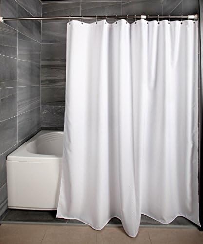 Waffle Fabric Shower Curtain Polyester for Bathroom , Water-Repellent,Soft and Thick,with Reinforced Metal Grommets -included Free Stainless Steel Hooks and Gift Box, 72"x72" White