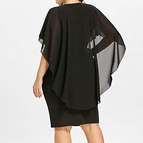 Women Plus Size Dress,BCDshop Fashion Chiffon V-Neck Loose Shrug Bolero Dresses Knee Length (XL, Black)