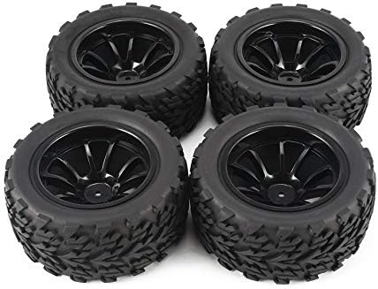 VCB 4Pcs 120mm Wheel Rim Tires for 1/10 Monster Truck Racing RC Car Accessories - Black