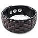 KONOV Mens Leather Bracelet, Wide Cuff Bangle, Fit 8-9 inch, Brown Black