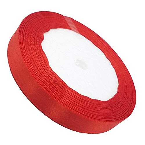 Tianying Solid Satin Ribbon Roll Farbic Double Face for Gift Wrapping Partty Wedding (Red, Width 5/8"(15MM))