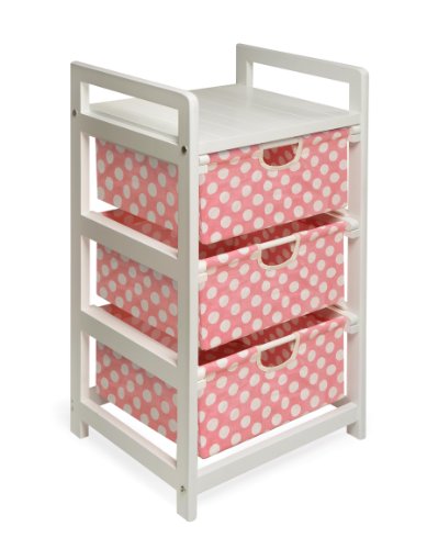 Badger Basket Lightweight Three Drawer Hamper/Storage Unit, Pink Dot