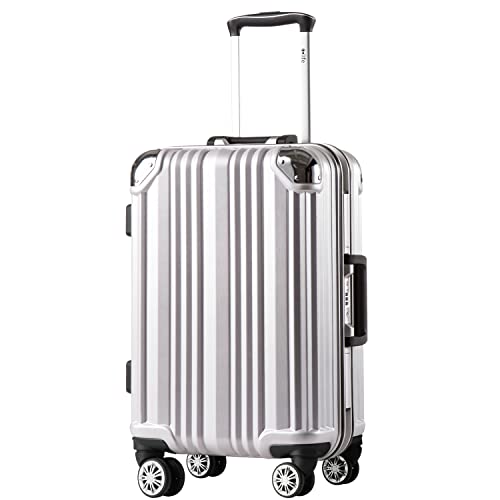 Coolife Luggage Aluminium Frame Suitcase TSA Lock 100 PC 20in 24in