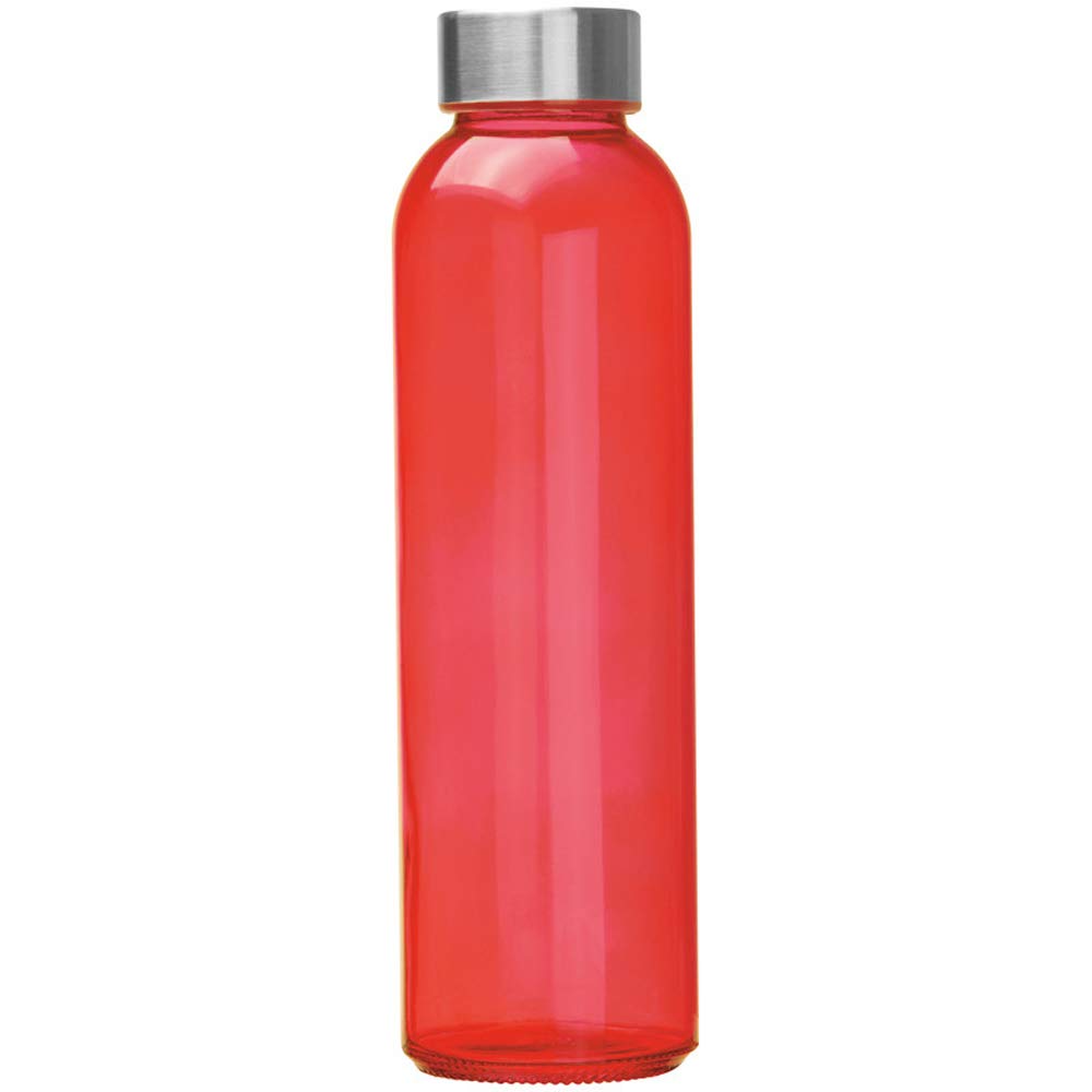 noTrash2003 Trinkflasche aus Glas mit Edelstahlverschluss für Sport, Camping und Outdoor in vielen versch. Farben zur Auswahl, 500 ml Füllmenge (Rot)