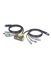 iogear MiniView Micro de 2 puertos PS 2 KVM Switch con 2 cables de audio, gcs612 a