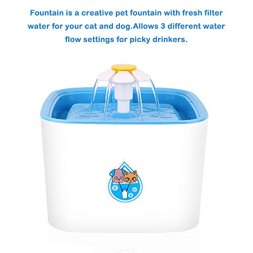 ECPURCHASE Cat Water Fountain, Dog Pet Fountain with 3 Replacement Filters, Pet Water Dispenser Automatic Drinking Filtered Water for Your Pets, 2.5 Liter(84oz) Capacity (Pet Fountain)