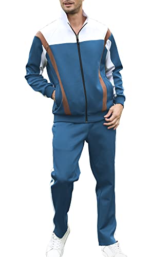 November's Chopin Men's Tracksuits 2 Piece Jogging Suits Sports Running Sweatsuits Track Suits Set Green Brown Large