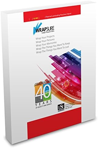 USI WrapSure Badge &amp; ID Thermal (Hot) Laminating Pouches / Sheets, Military ID Size, 10 Mil, 2 5/8 x 3 7/8 Inches, Clear Gloss, Box of 100