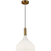 Alora Mood Belleview 12" Pendant Light | Aged Gold Finish | Opal Glass Shade | Modern Cottage Hanging Ceiling Light | Made of