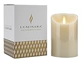 Luminara Flameless Candles 3 by 4-Inch Vanilla Scented Pillar Wax Candle with Timer
