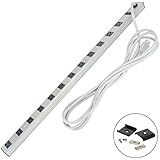 Bestten 12 Outlet Heavy Duty Workshop Metal Power Strip Surge Protector, 15-Foot Long Extension Cord, Mounting Brackets Included, ETL Certified