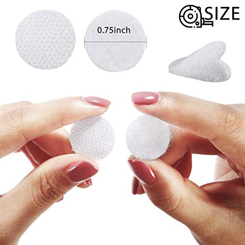 Self Adhesive Dots, OAMCEG 1600pcs (800 Pair Sets White) 20mm/0.78" Diameter Sticky Back Coins Nylon Coins, Hook & Loop with Waterproof Sticky Glue Coins Tapes, Perfect for School,Office, Home