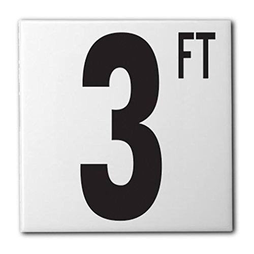 Aquatic Custom Tile Ceramic Swimming Pool Waterline Depth Marker 3 FT Smooth Finish, 5 inch Font