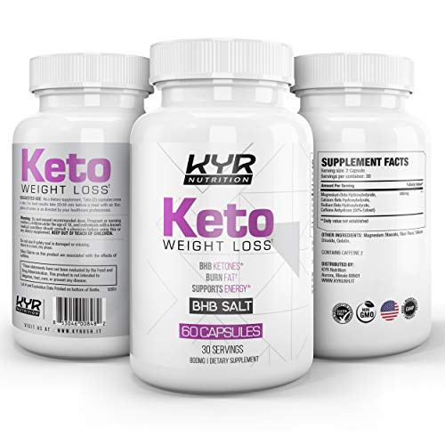KYR Keto Advanced Weight Loss Diet Supplement | Our ketogenic Pills Burn Fat Instead of Carbs | Best Fuel for The Keto Diet and Your State of Ketosis - 60 Veggie Capsules (1 Bottle)