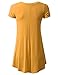 URBANCLEO Womens Round Neck Elong Tunic Top Mini T-Shirt Dress Mustard Medium