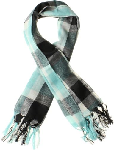AN Womens Plaid Scarf Check Squares in Buffalo Plaid or Gingham Squares Tassels